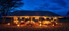 Legendary Serengeti Mobile Camp - Main area at night